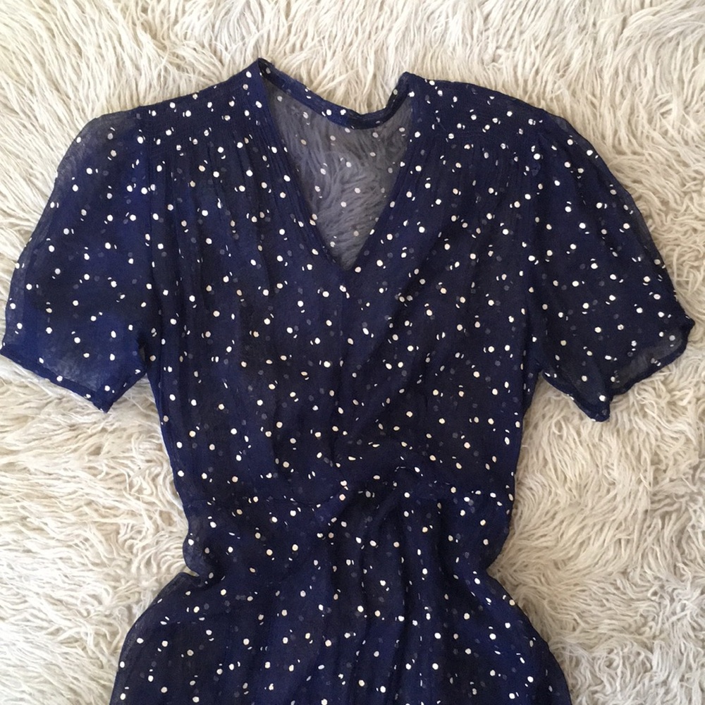 Vintage sheer navy blue midi dress M/L